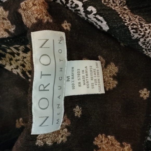 Norton McNaughton Midi Dress Size Medium Brown Black Rayon - Picture 2 of 3